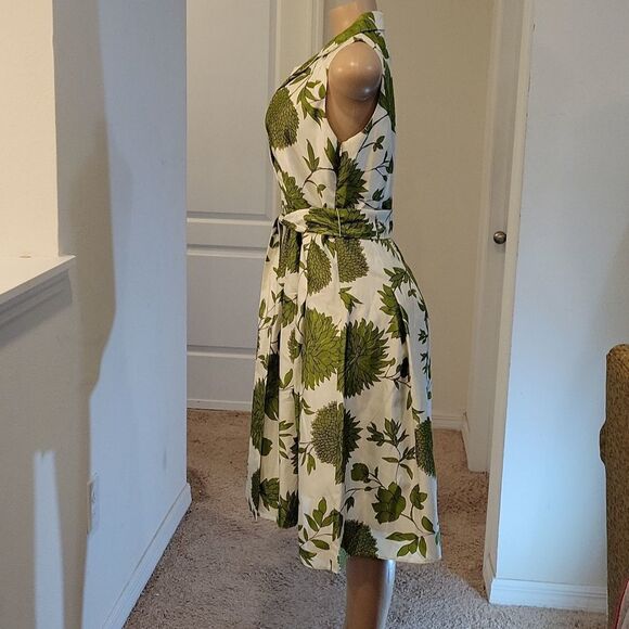 JESSICA HOWARD 50' STYLE SPRING SLEEVELESS FLORAL COLLARED DEEP V-NECK DRESS - Picture 11 of 16